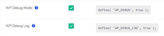 WordPress debug mode and error log