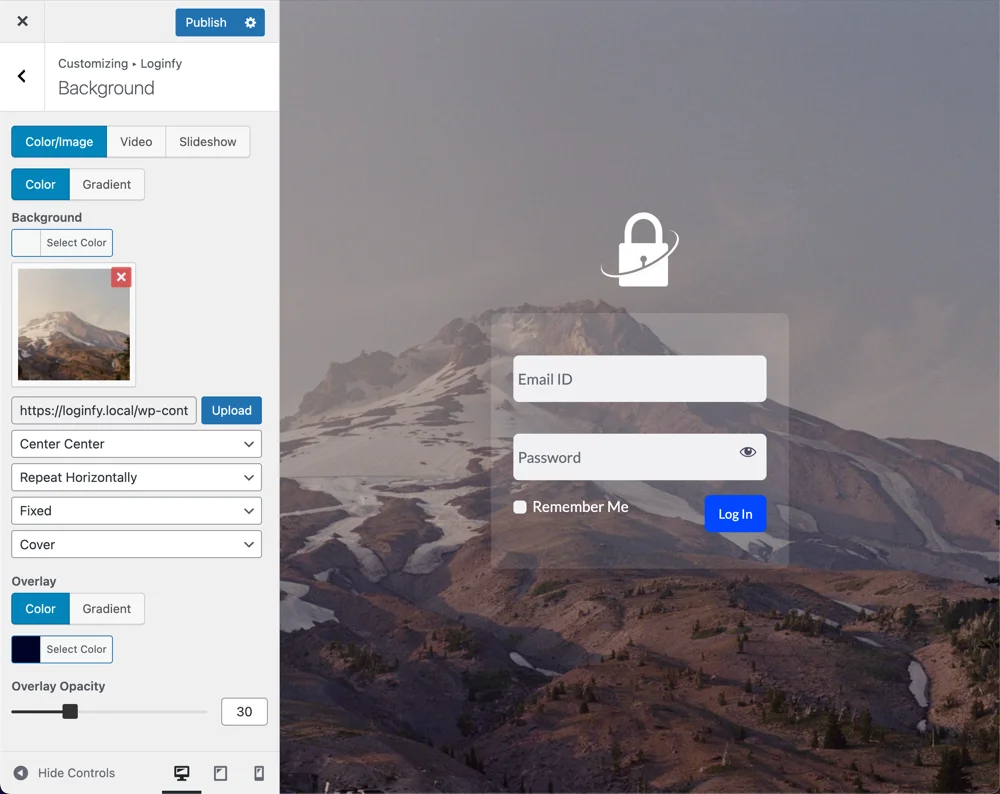 change background in login page