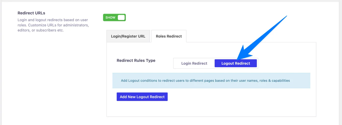 Logout redirection condition for WordPress user