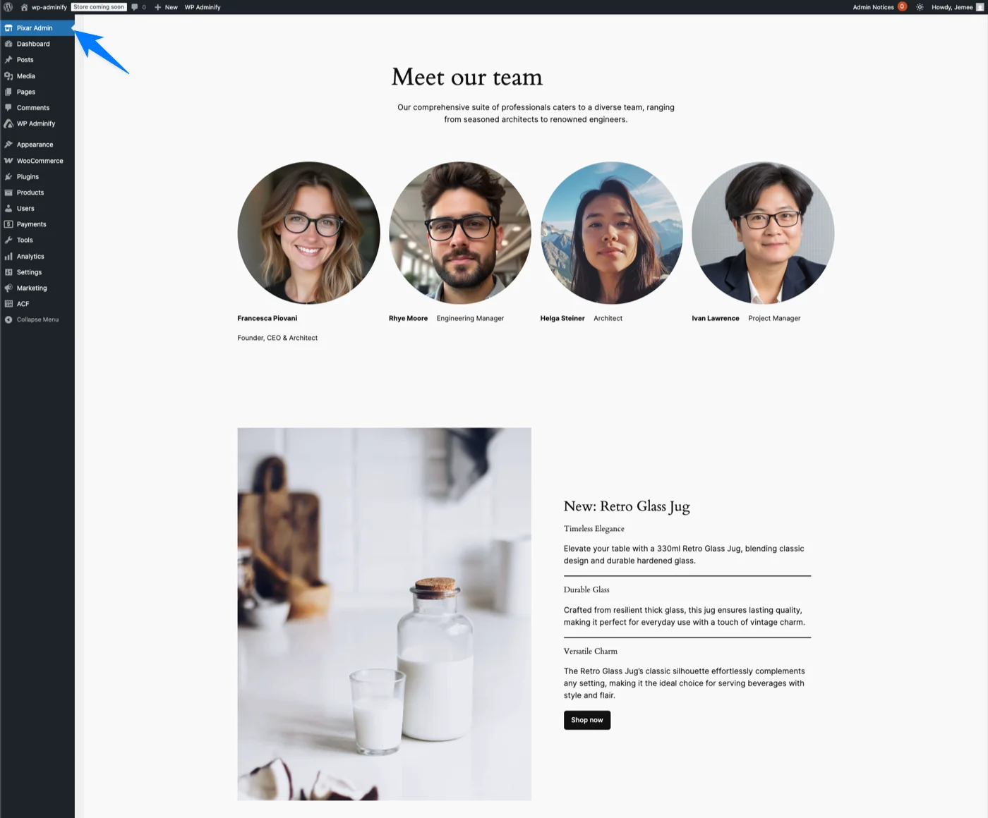 Added Custom Admin Page with default WordPress Editor
