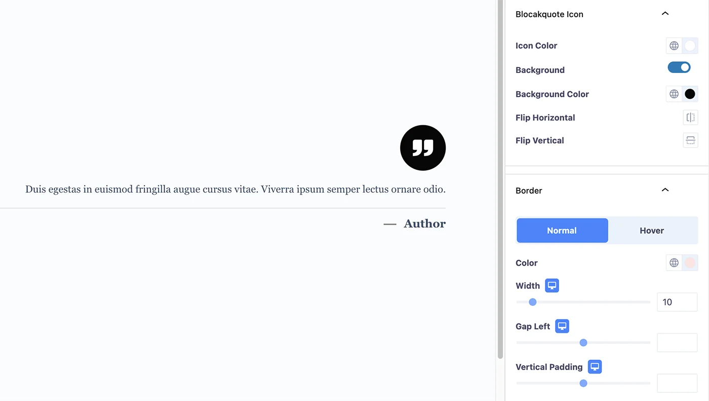 Blockquote icon and border customization