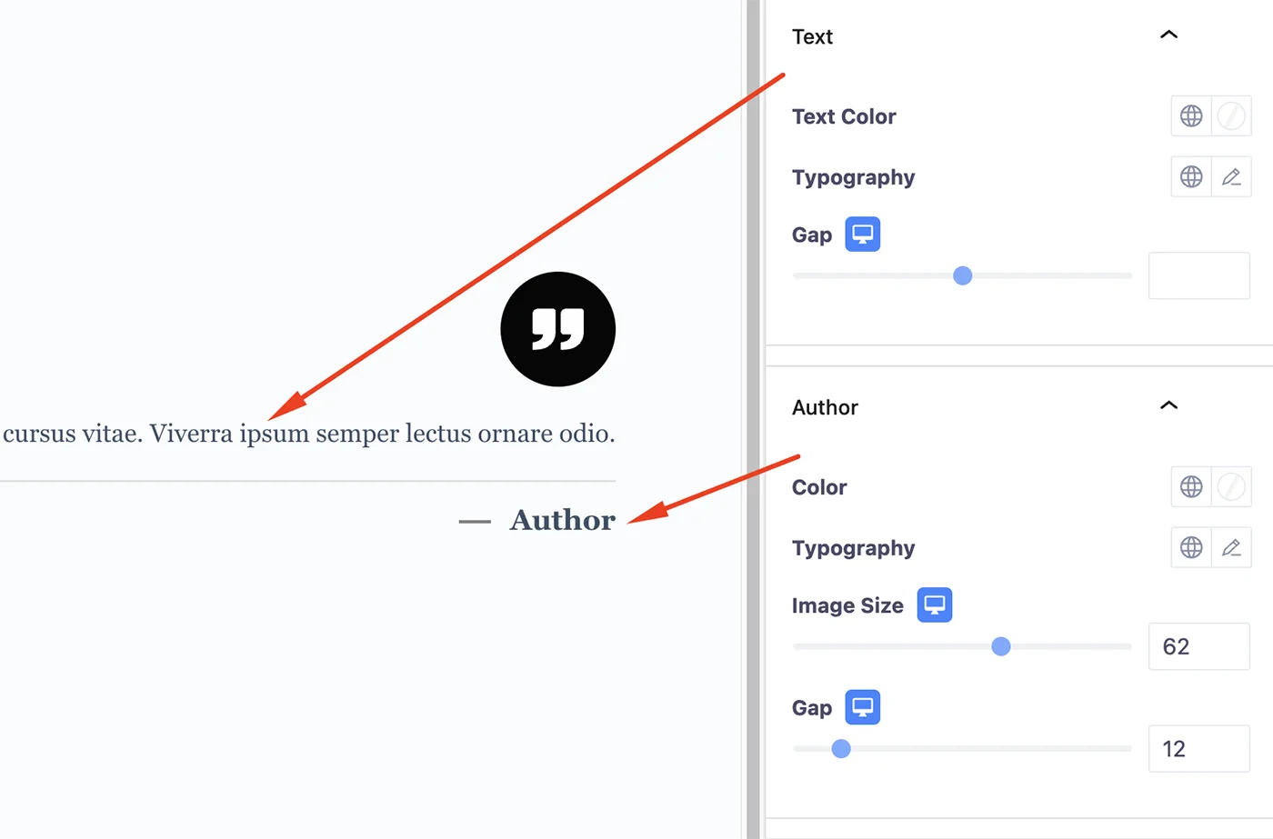 Blockquote text and author style customization