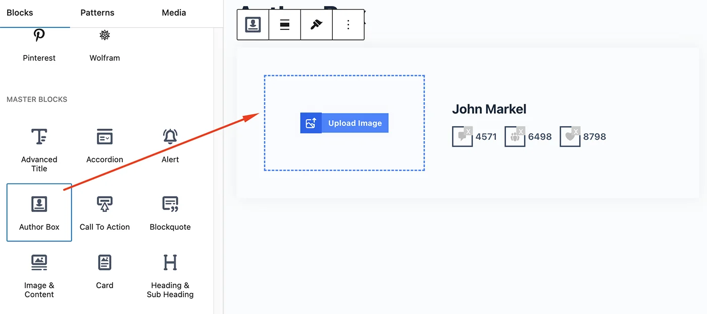 Add author box in Gutenberg editor