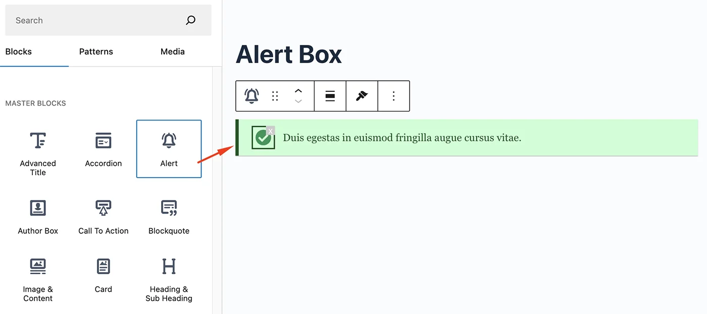 Adding alert block in Gutenberg Editor