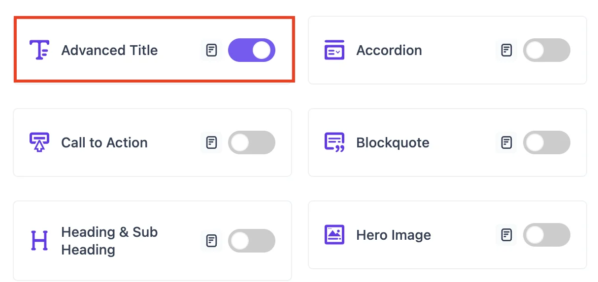 Enable Advanced Headline block