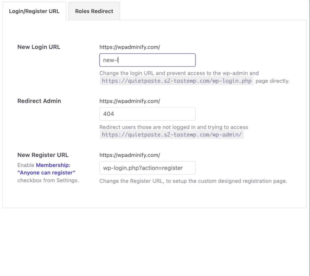 Change Login url and set redirection