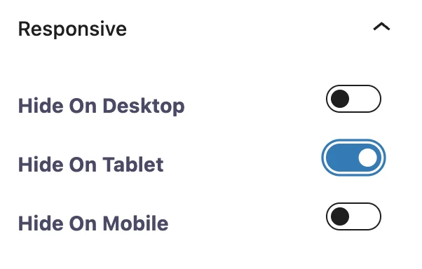 Gutenberg Block responsive options