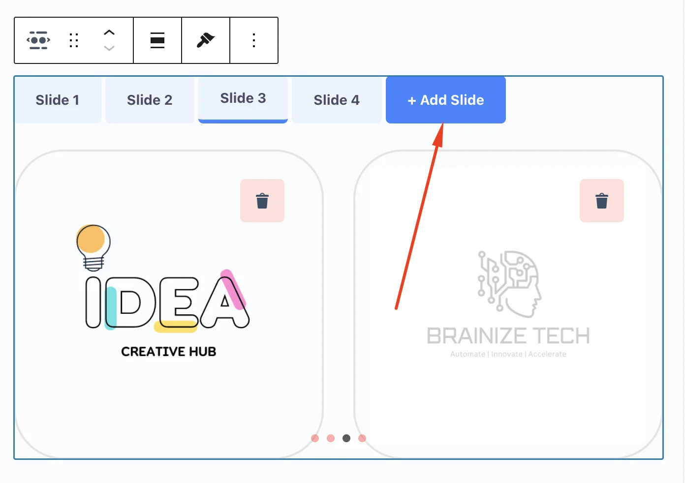 Add Slide option in logo slider