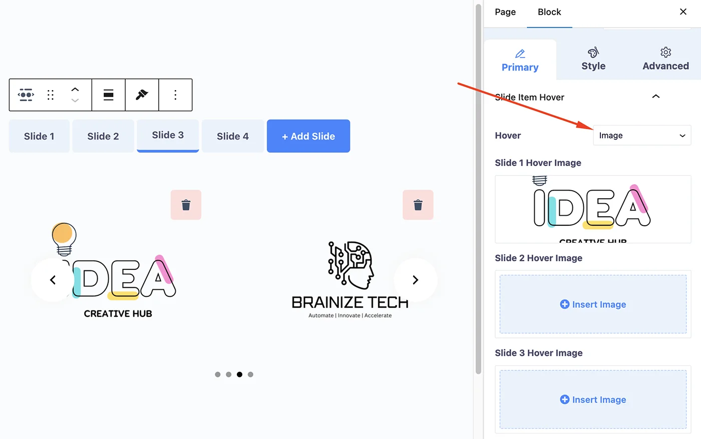 Slide Item hover in logo slider