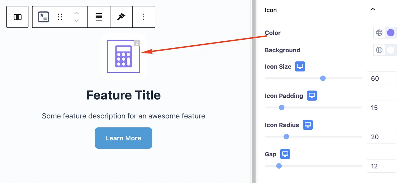 Feature box icon customization