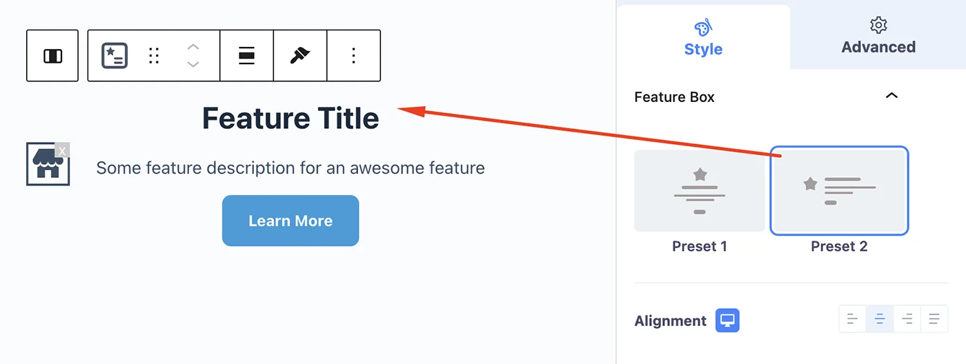 Feature box preset
