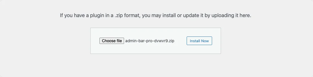 Upload the Admin Bar Editor pro version