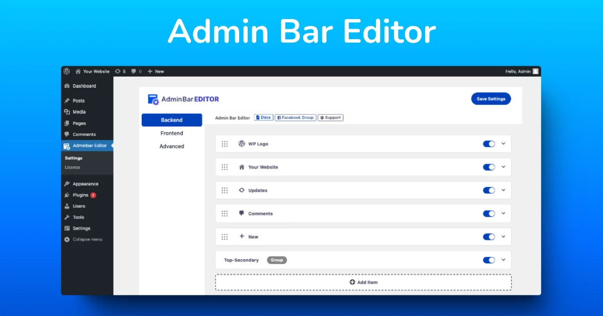 Admin Bar Editor Plugin