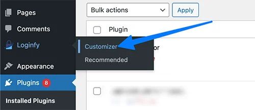 Loginfy plugin options