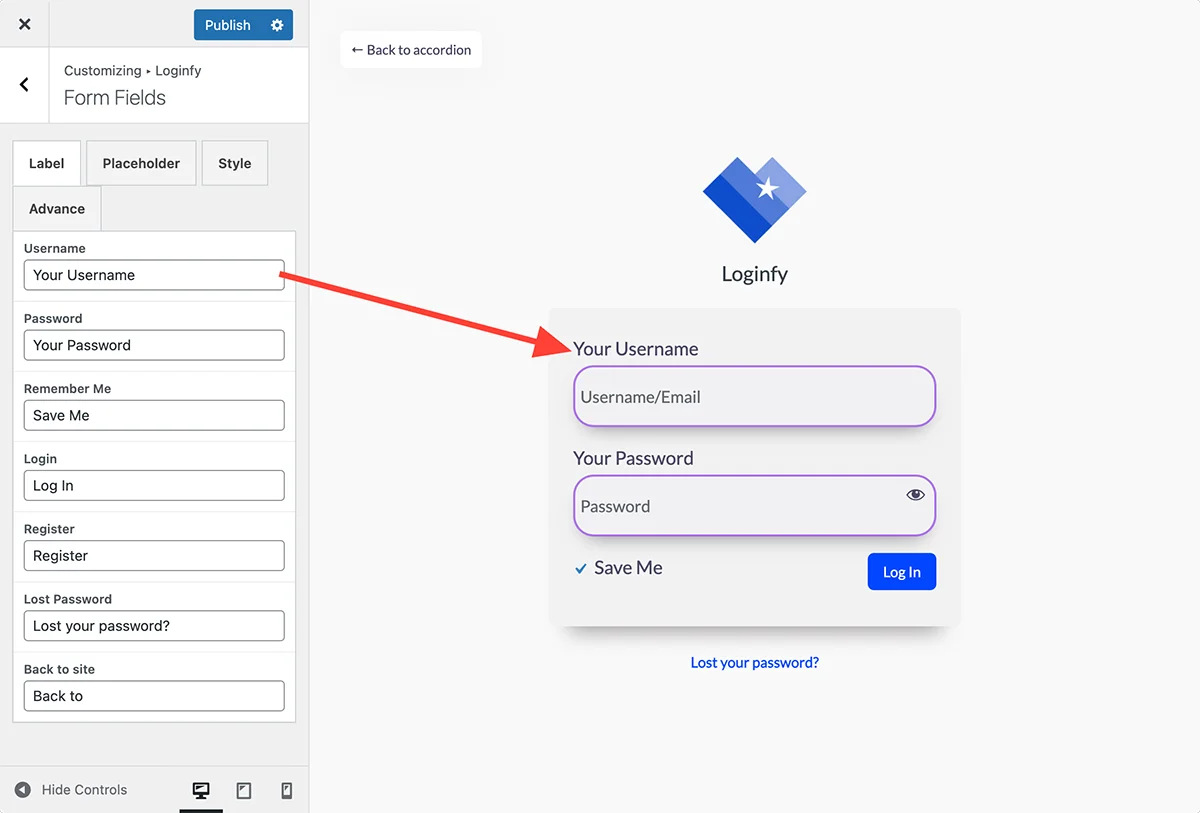 WordPress login page Form Fields customization