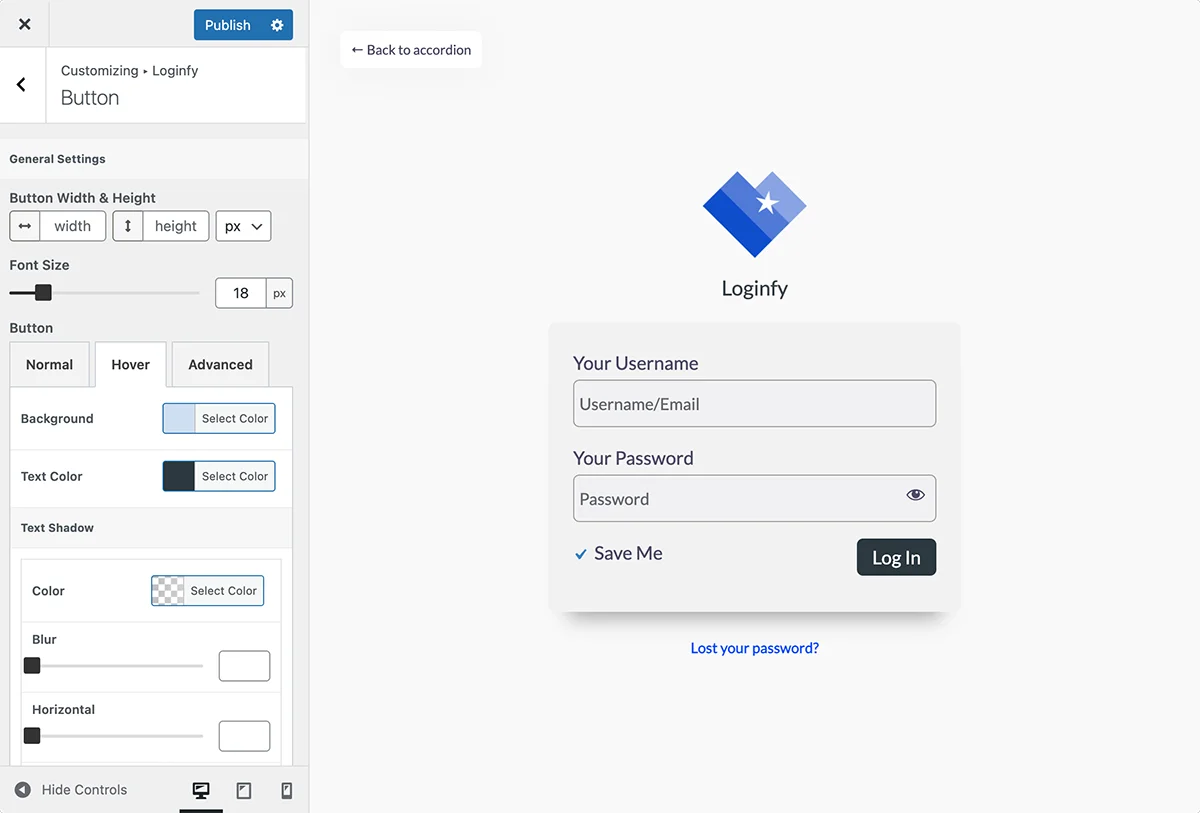 WordPress login page button customization