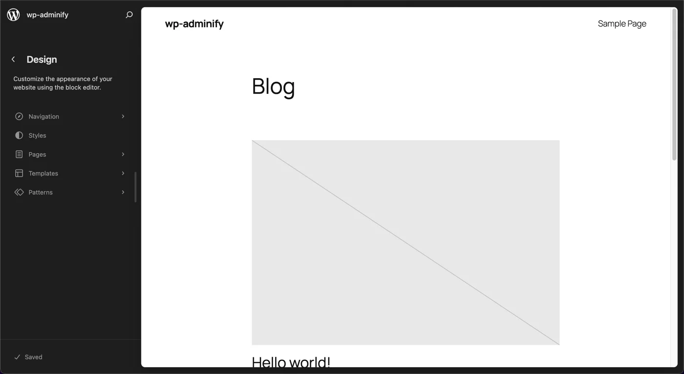 Customize Full site editing theme