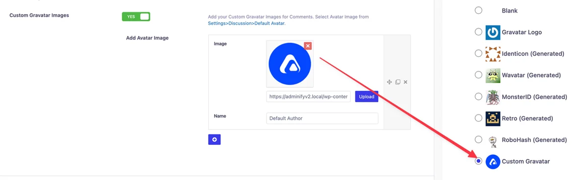 Add custom gravater image in WordPress website