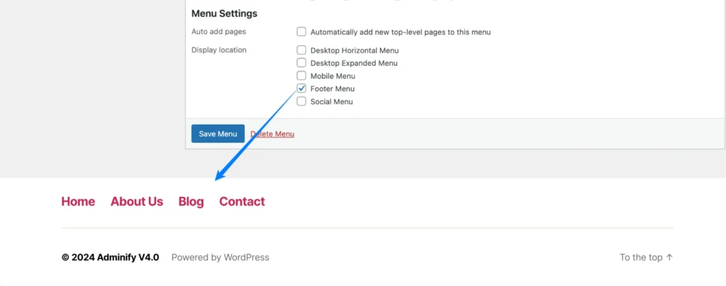 Assiging the menu to a location