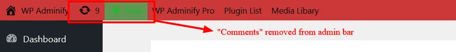 Admin bar without comments option