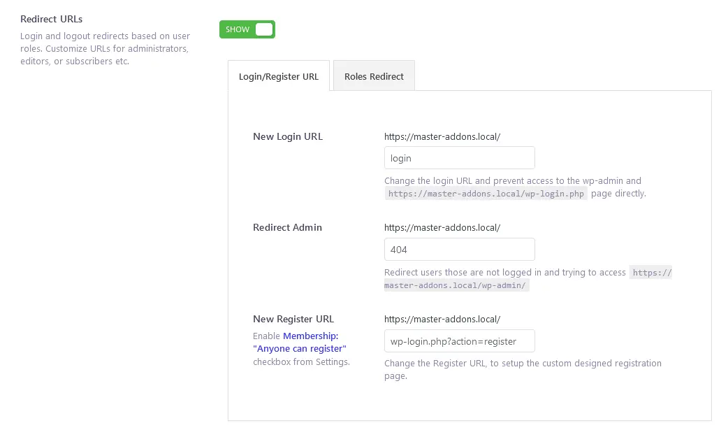Login redirection