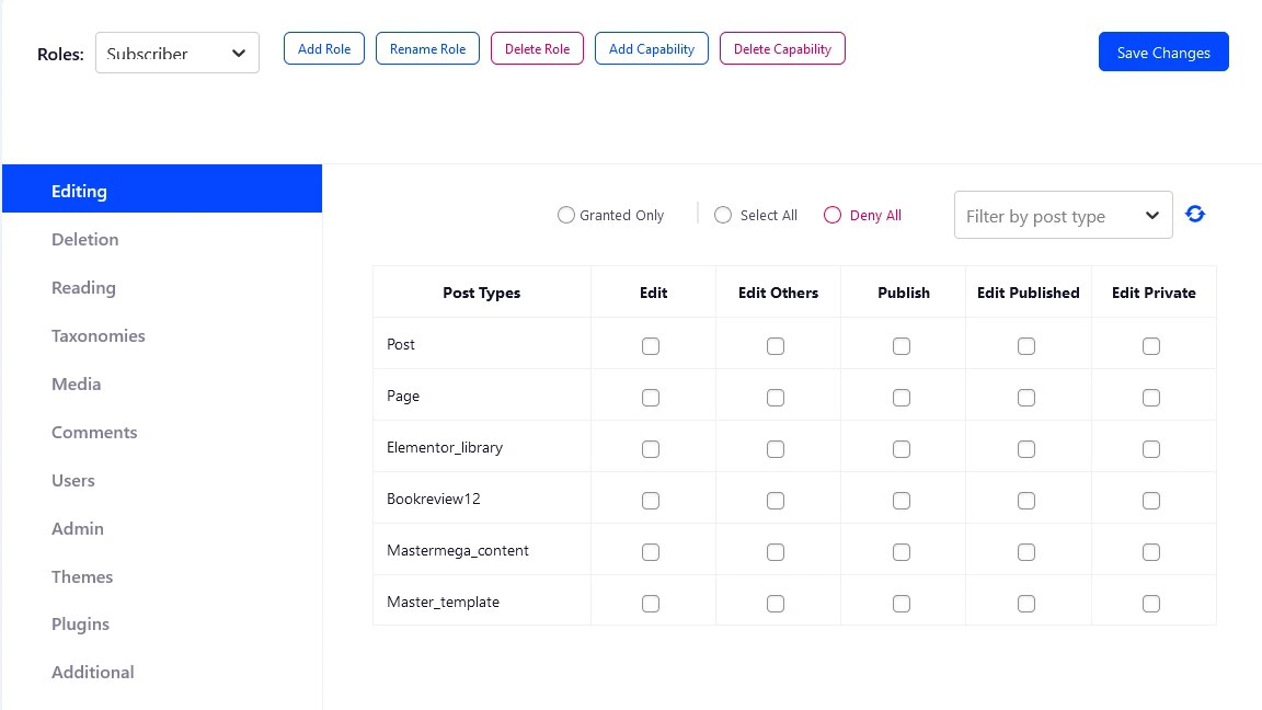 control visibility and capabilities for different user roles