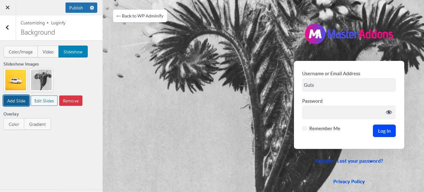 Customize login background