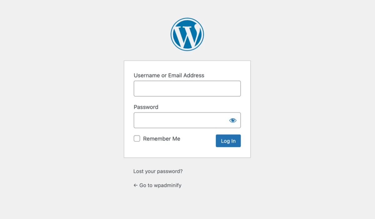Default WordPress login page