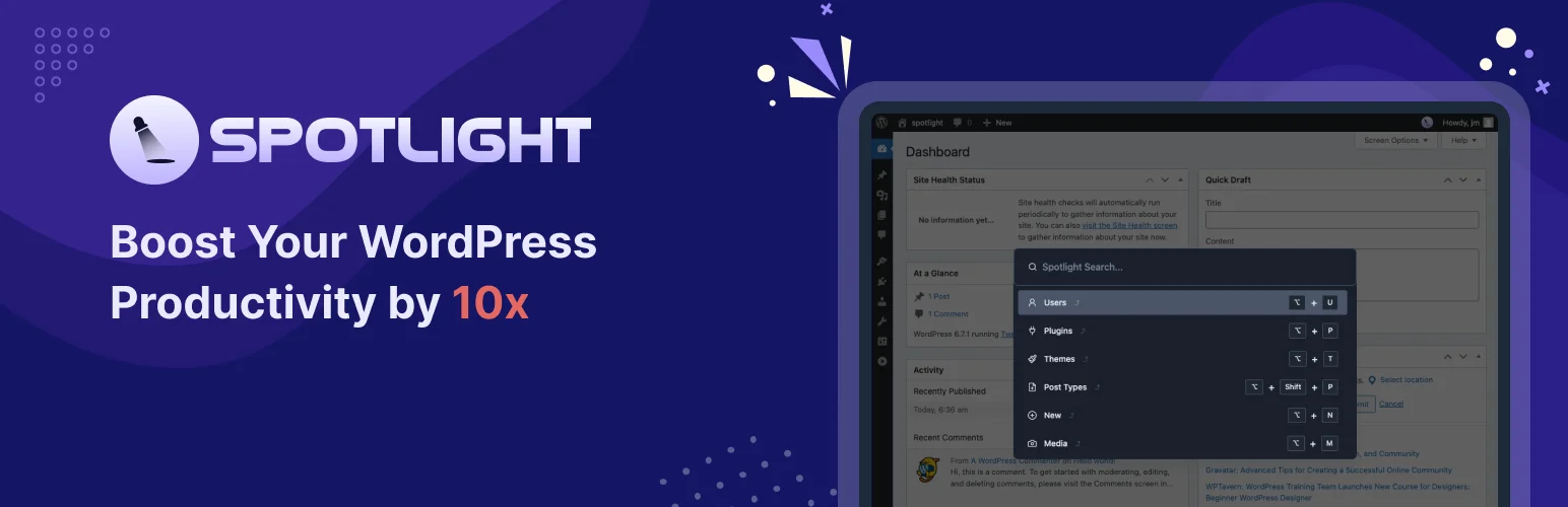 Spotlight plugin for better WordPress dashboard navigation