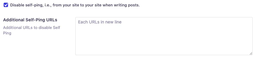 Disable self ping and input self websites