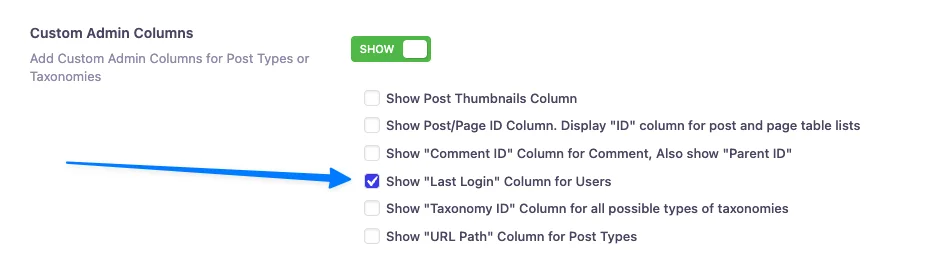 show last login column for wordpress users