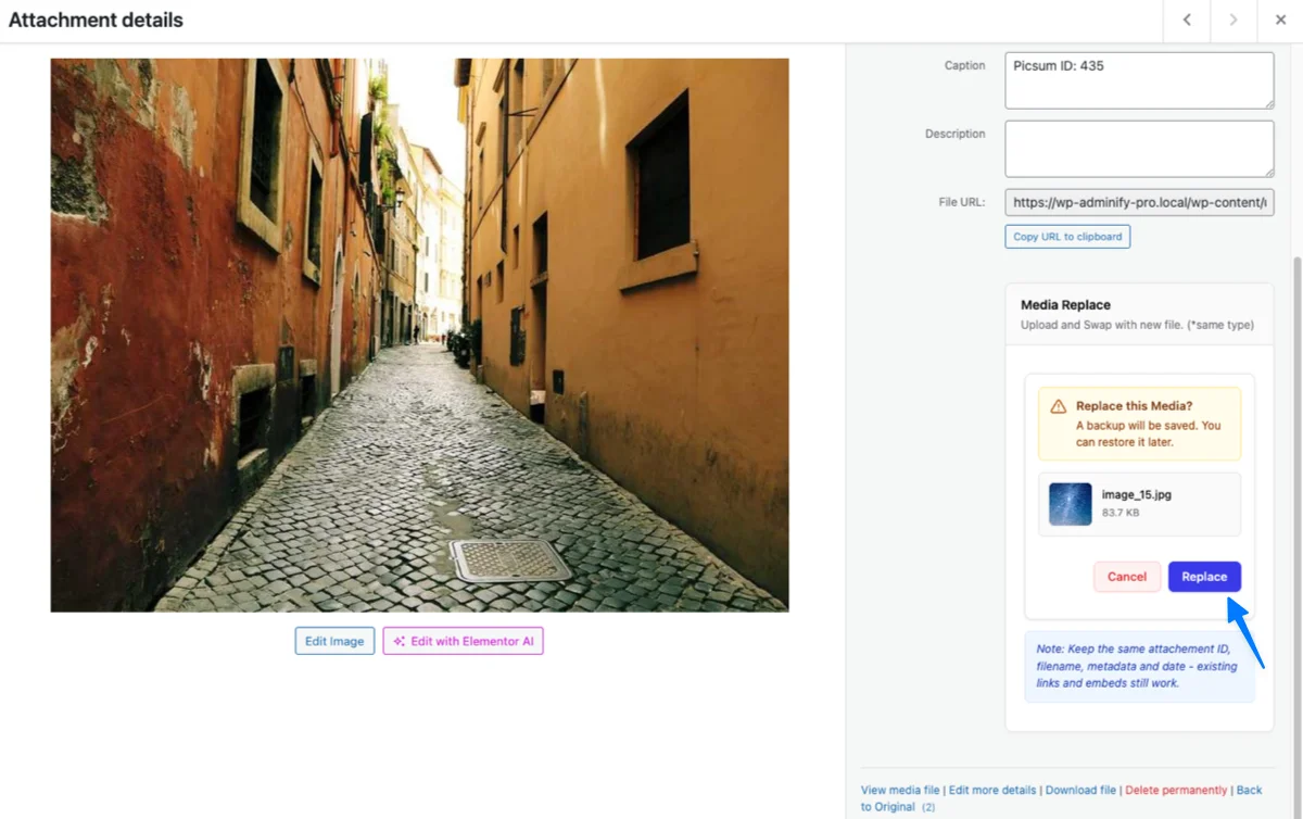 Enable Media Replace in WordPress | WP Adminify