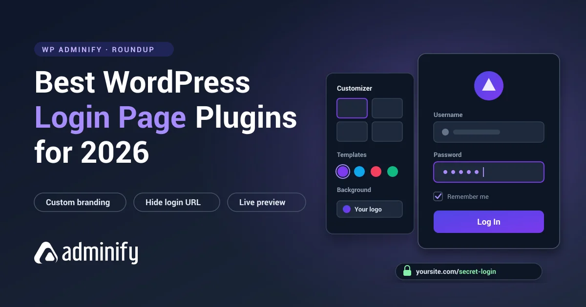 Best WordPress login page plugins for 2026 - branded login form with customizer panel and hidden login URL